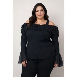 M.K.M Designs Top Woman Plus Size 1X Off-the-Shoulder Accordion Pleated Gothic